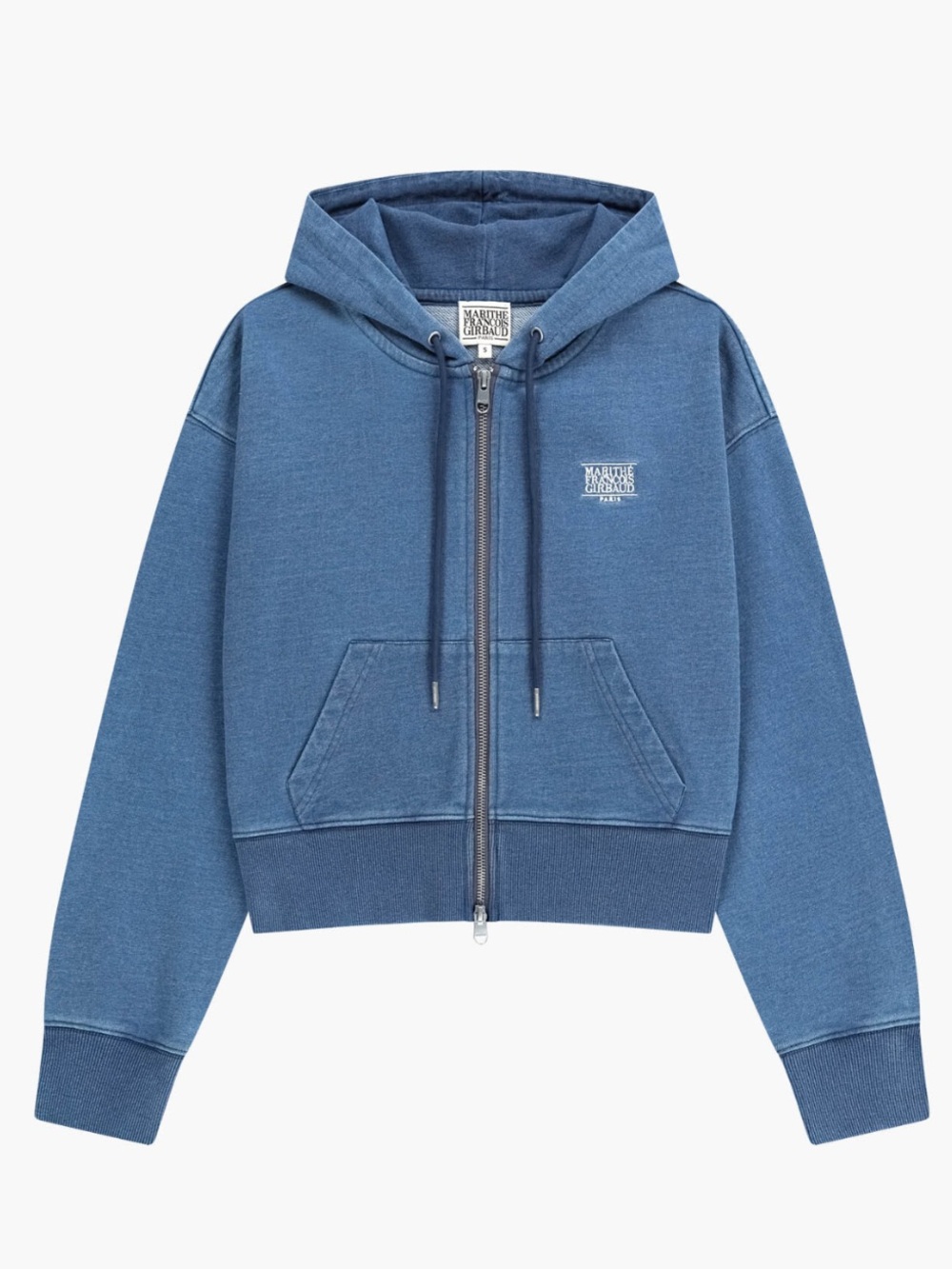 Marithé + François Girbaud Back Classic Logo Crop Hoodie Zipup - Size Medium